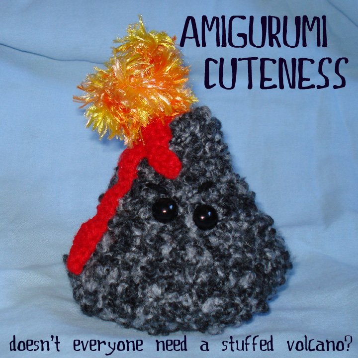 amigurumi volcano plush toy